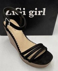 Zigi Girl Women's Sandals Nilana Size 9 M Ankle Strap Wedge Heels Open Toe Black - Picture 1 of 6