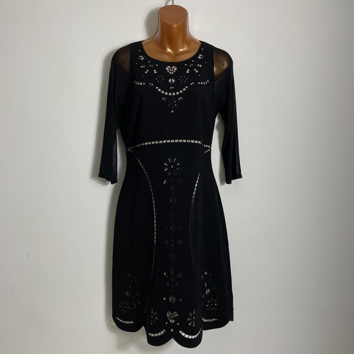 MOSCHINO Abito da pattinatore nero nudo nudo economico e chic taglia 12 LBD designer party