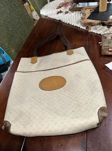 Gucci Beige GG Monogram Large Tote Front Pocket Beige Logo Bag MCM Authentic - Picture 1 of 20