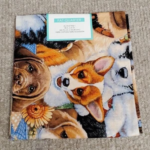 Fat Quarter Dog Puppy 100% Cotton Fabric David Textiles 18" x 21" New - Picture 1 of 6