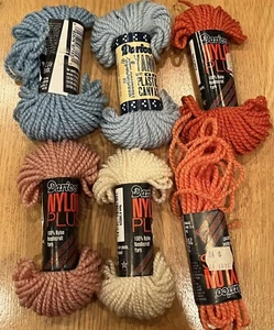 DARICE Nylon Plus~Plastic Canvas Yarn Lot Skeins~Blue/Orange/Ivory 5 + Skeins - Picture 1 of 2