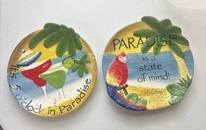 Ceramic Wall Plates Tropical Decor Paradise Parrot 5 OClock Colorful A15 - Picture 1 of 2