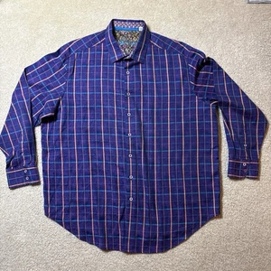 Camisa De Colección Robert Graham Manga Larga Hombres XXL/TTG Púrpura Paisley Puño Abatible - Imagen 1 de 9