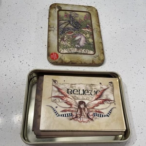 2004 Tree Free Amy Brown Greeting Cards Set Of 12 In Tin Box 95607 Believe - Picture 1 of 2