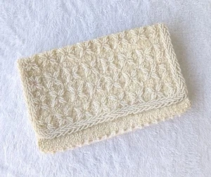 Vtg 60s Richere Evening Bag Cream Glass Beaded Sequin Rectangle Stunning! - Picture 1 of 22