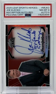 Joe Klecko PSA.8/9 -2025 Leaf Heroes ‘Red’ /100 Jets, Sack Exchange, Inscription - Image 1 of 4