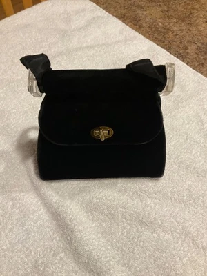 Vintage Black Velvet Evening Bag  7”x4”x6” - Image 1 of 4