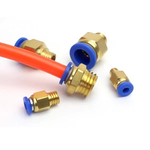 Push In Fit Pneumatic Straight Fittings Brass Air Hose Tube Connector Male Stud - Picture 1 of 6