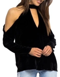 Blusa Gargantilla Yumi Kim Terciopelo Negro Hombro Frío Cerradura Hada Grunge Gótica XS S - Imagen 1 de 10