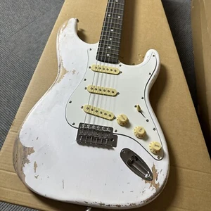 Relic White TELE Electric Guitar SSS Open Pickup White Pickguard Tremolo Bridge - Picture 1 of 15