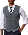 Pj Paul Jones Men's Herringbone Suit Vest Casual Dress Vests Waistcoat For Weddi