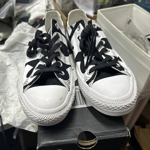 Converse Canvas UK 6.5 Classic Low Top Court Hombres Mujeres Blanco Negro - Imagen 1 de 6