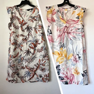 NWT Linen Tropical Flutter Sleeve Dress Sz S - Picture 1 of 10