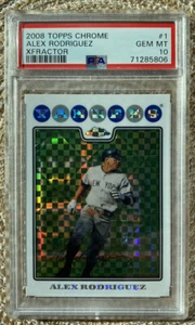 2008 Topps Chrome PSA 10 GEM MINT - Alex Rodriguez - Xfractor Yankees #1 - Picture 1 of 3