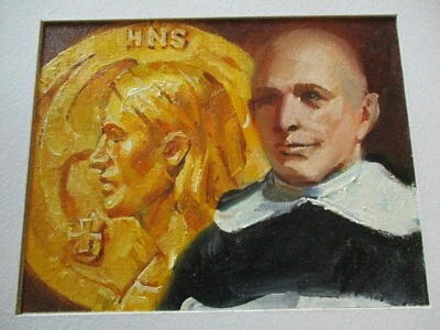 VINTAGE ICON PORTRAIT OIL PAINTING RELIGIOUS COLLECTION LISTED AMERICAN ARTIST  — 第 1/4 张图片