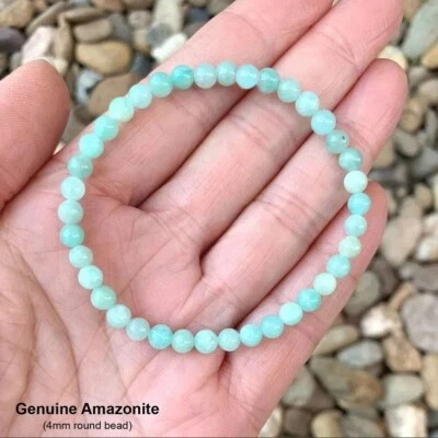 Pulseira chakra cristal espiritual cura contas amazonita verde natural 4 mm - Imagem 1 de 4