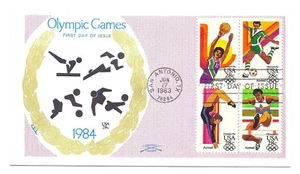 C101-04 28c Olimpiadas 84, Bloque colonial de 4 FDC - Imagen 1 de 1