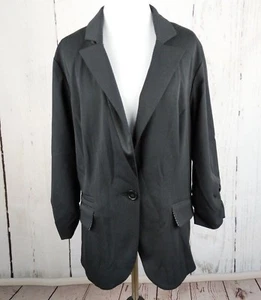 Maurices Blazer schwarz 3/4 Arm Damen plus 1 geraffte Ärmel Anzug Mantel 1 Knopf - Bild 1 von 5