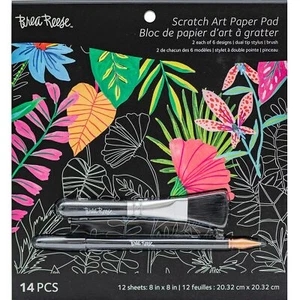 Scratch Art Paper Pad Tropical 12 Designs Metallic Guided Art Craft Easy To Fram - Picture 1 of 5