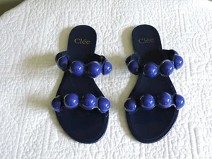 NEU CLEE DAMEN BLAU FLACH OFFENE SPITZE SANDALEN PANTOLETTEN SCHUHE GRÖSSE 7 - Bild 1 von 3