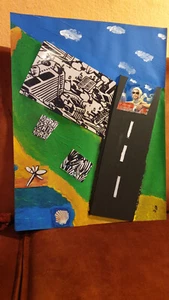 Kunst, Pop-Art, Collage ,"Holiday",signiert,51x39 cm - Bild 1 von 4