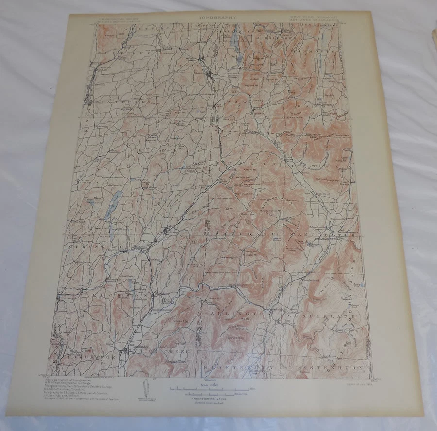 Mapa topográfico de Mettawee Quadrangle 1903, Nueva York/Salem/Manchester Foto 1 de 1
