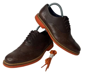 Cole Haan Great Jones Dress Shoe Oxford Wingtip Men's Sz 7.5M Orange Sole C11235 - Picture 1 of 12