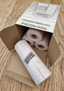 BOX OF 4 GENUINE PSION NWB-4601 PRINTER II THERMAL PAPER ROLLS - N.O.S UNUSED - Photo 1/3