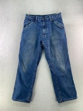 Faded Glory Mens 32x30 Blue Blanket Lined Distressed Carpenter Straight Jeans