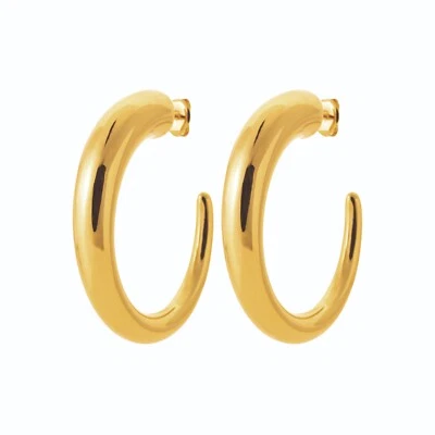 Ohrringe Aus Edelstahl Vergoldet, Halb Creolen 47 Mm, Breite 3 Bis 10 - Bild 1 von 3