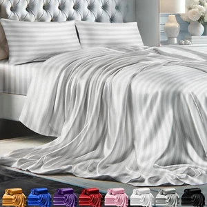 Satin Bed Sheets - 4 Piece Luxury Silky Full Size Bedding Set - Softer than Silk - Picture 1 of 12
