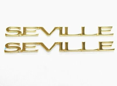 1998 - 2004 CADILLAC "SEVILLE" DOOR EMBLEM NAME 24K GOLD PLATED - SET OF 2  - Image 1 of 2