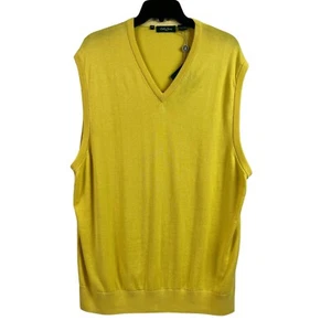 Bobby Jones Mens Sweater Vest Peruvian Pima Cotton Yellow Golf 2XL New - Picture 1 of 10
