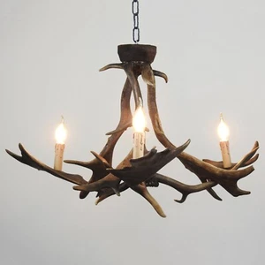 Real, Classic Antler Chandelier for  3 Lights - Picture 1 of 7
