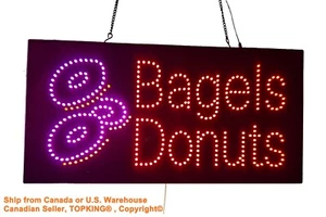 Letrero Donuts Bagels, señalización TOPKING, LED neón abierto, tienda, ventana, tienda, exhibición - Imagen 1 de 8