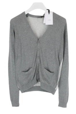 ZAPA Cárdigan De Hombre Pequeño Delgado Gris Melange Con Parche Y Bolsillos - Imagen 1 de 4