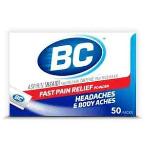 2 Pack, BC Powder Pain Reliever, Aspirin Dissolve Packs 50 Pack Each, Exp. 02/26