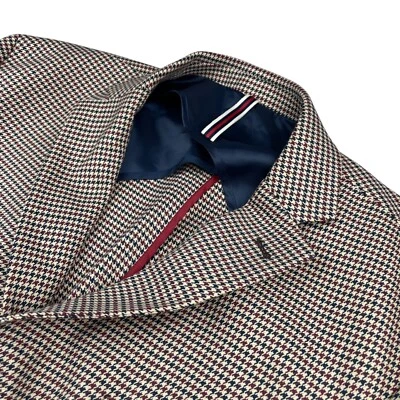Ben Sherman Men’s Performance 3-Button Blazer Navy/Beige/Red Houndstooth • 42R - Image 1 of 4