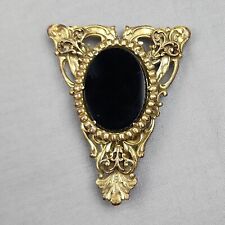Antique Gold Tone Filigree Dress Clip B. Blumenthal Black Stone/Glass?