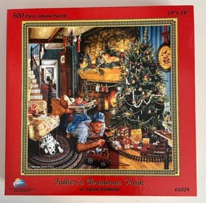 Sunsout JigSaw Puzzle 500 Pieces Father’s Christmas Train #61024 Susan Brabeau - Picture 1 of 5