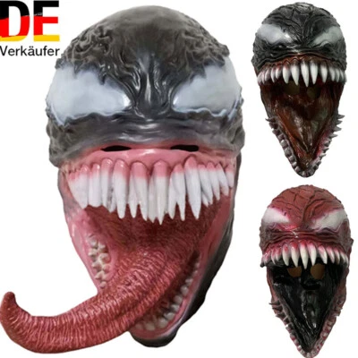 Halloween Horror Party Maske Maskerade Cosplay Black Venom Latex Kopfbedeckung - Bild 1 von 4