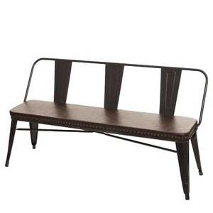 B-Ware 3er Sitzbank MCW-H10, Esszimmerbank, Industrial Gastronomie schwarz-braun - Bild 1 von 6