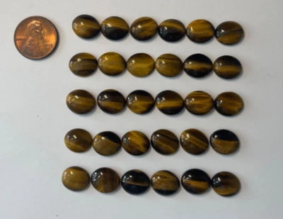 LOT OF 10 PIECES GENUINE NATURAL 12.5X10.5 MM OVAL CAB BROWN TIGEREYE  WHOLESALE - Image 1 of 3