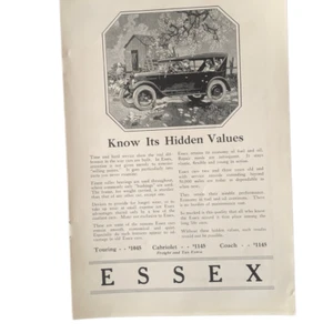 Vintage 1923 Essex Know it’s Hidden Value Ad Advertisement - Picture 1 of 5