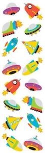 Mrs Grossman CHUBBY ROCKET SHIPS 2006 Stickers rocket ship UFO outer space - Picture 1 of 1