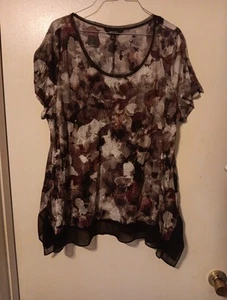 Women's Simply Vera Wang- Short Sleeve Shirt - Multicolor- Size: L - Picture 1 of 7