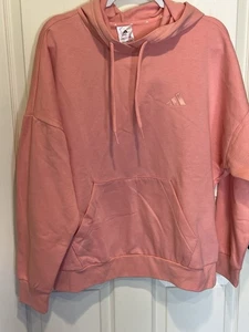 Adidas Women’s Small Logo Fleece Hoodie Size Large New With Tags semi pink spark - Picture 1 of 4