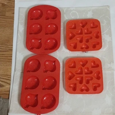 Wilton Christmas Ornaments & Ikea Hearts Silicone Molds Set Of 4. - Image 1 of 4