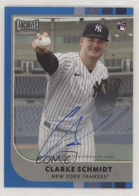 2021 Topps Archives Snapshots Blue Border /50 Clarke Schmidt #24 Rookie Auto RC - Image 1 of 2