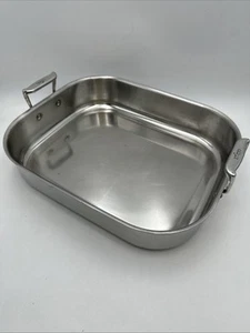 All Clad Roaster Stainless Steel Pan 13.75” X 16 1/2” W/ Handles Excellent Cond. - Picture 1 of 22